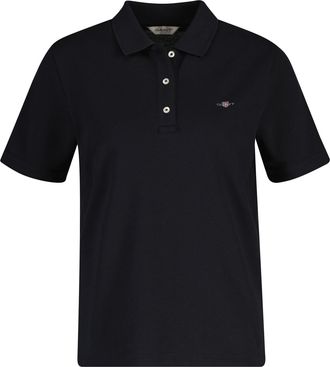 GANT Poloshirt GANT REGULAR SHIELD, Damen, Gr. XXL, schwarz, Single Jersey, Obermaterial: 100% Baumwolle, regular fit normal, Rundhals, eingesetzt gerader 
