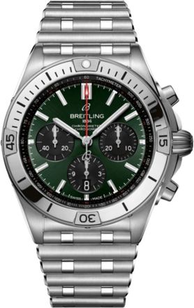 Breitling Chronomat B01 42 Chronograph Automatic Green Dial Steel Mens Watch AB0134101L2A1