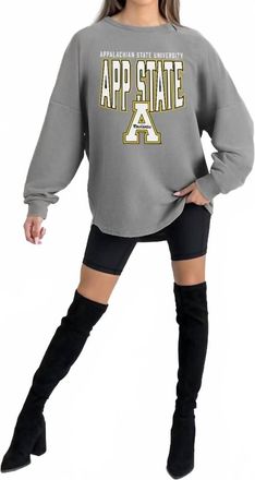 Gameday Couture Appalachian State Mountaineers Vintage Corded Pullover In Grey