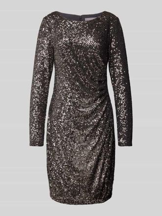 Christian Berg Cocktail Knielanges Cocktailkleid mit Paillettenbesatz in Dunkelgrau, Größe 42