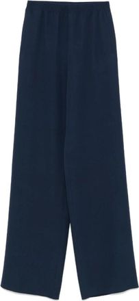 Valentino Indigo Wijde Crepe Broek - Dames - Wijde Broeken - Blauw - M - Broeken