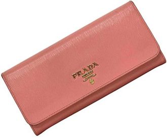 Prada Pink Leather Long Wallet (Bi-Fold) (Pre-Owned)