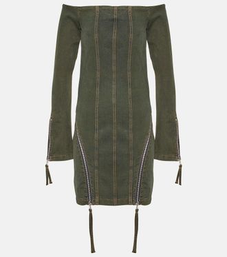 Blumarine Off-shoulder denim minidress