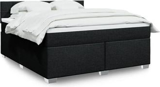 vidaXL Vidaxl - Cama Box Spring Con Colch&oacute;n Tela Negro 180x200 Cm