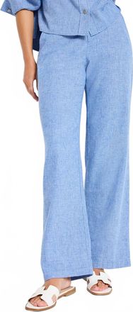 Nic+Zoe Linen Cotton Eliot Wide Leg Pants In Blue Mix