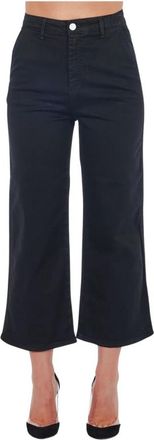 Frankie Morello Hoge Taille Cropped Broek met Meerdere Zakken - Dames - Vrijetijds broeken - Zwart - XS - Broeken