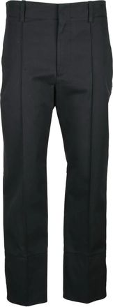 Bottega Veneta Hoge Taille Chino Broek van Katoen - Dames - Straight fit broeken - Blauw - 2XS - Katoen - Broeken