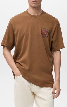 Mango Free to Explore Graphic T-Shirt in Tobacco Brown at Nordstrom, Size X-Large