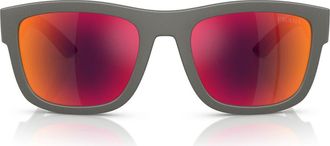 Prada 56mm Pillow Sunglasses in Silver Grey /Brown Orange at Nordstrom