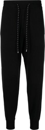 BOSS knitted cotton-blend tapered trousers - men - Cotton/Wool - L - Black