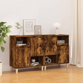 vidaXL Aparadores 2 Uds Madera Contrachapada Roble Ahumado 60x35x70 Cm Vidaxl