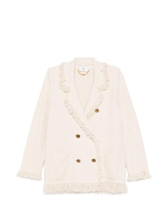 Elisabetta Franchi Womens V-Neck Patch Pockets Cotton Double-Breasted Jacket
