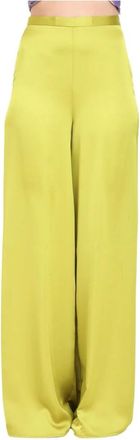 Simona Corsellini Polyester Broek - Dames - Wijde Broeken - Groen - L - Polyester - Broeken