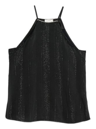 Forte_Forte Silver Pinstripe Satin Strap Top