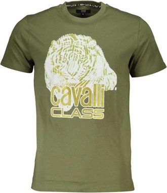 Cavalli Militair Groene Tiger Head Tee - Heren - T-shirts - Groen - 2XL - Katoen - Tops