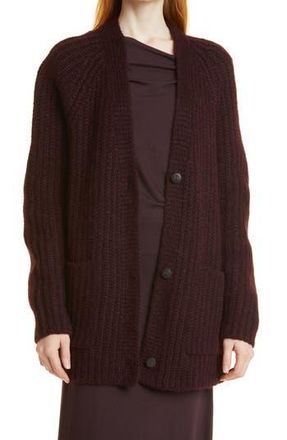 Vince Rib Alpaca & Wool Cardigan in Plum Wine at Nordstrom Rack, Size Medium