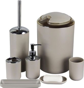 OEM Ensemble DAccessoires De Salle De Bain, 6 Pi&egrave;ces En Plastique, Porte-brosse &Agrave; Dents, Gobelet &Agrave; Brosse &Agrave; Dents, Distributeur De Savon, Porte-savon, Sup