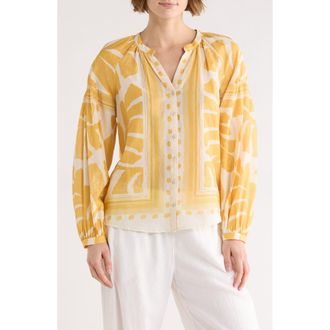 Daniel Rainn Long Sleeve Cotton Top in R388 Golden Khaki at Nordstrom Rack, Size X-Small