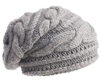 Nirvanna Designs Hand Knit Triple Braid Cable Slouch in Ash at Nordstrom, Size Medium/large