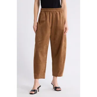 Max Studio Faux Suede Barrel Pants in Vicuna-Vicuna at Nordstrom Rack, Size X-Large