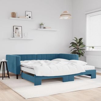 vidaXL Sof&aacute; Cama Nido Con Colch&oacute;n Terciopelo Azul 100x200 Cm Vidaxl