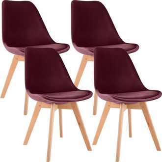Clp Clp - Set De 4 Sillas De Comedor Linares Burdeos Terciopelo