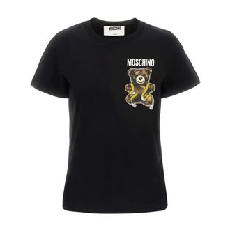 Moschino Tops, Dames, Zwart, XS, Katoen, T-shirt