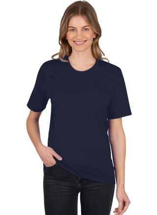 Trigema T-Shirt TRIGEMA TRIGEMA T-Shirt DELUXE Baumwolle, Damen, Gr. 4XL, blau (navy), 100% Baumwolle, Basic, Shirts T-Shirt