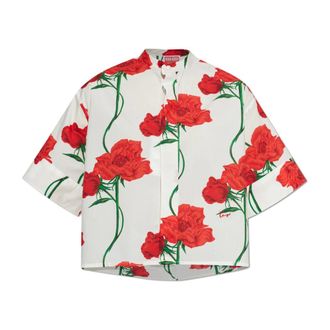 Kenzo Shirts, female, White, Size: S Floral Motif Shirt
