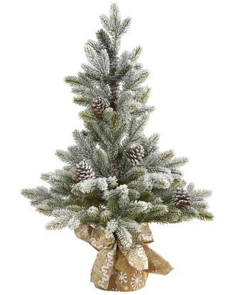 Nearly Natural 28in Flocked Artificial Christmas Tree