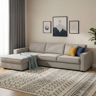 Dmora Dmora - Sofa Cama Daalb, Sof&aacute; De Esquina, 100% Made In Italy, Sof&aacute; Con Apertura Giratoria, Pen&iacute;nsula Contenedor Izquierda, Con Reposabrazos Delgados, 