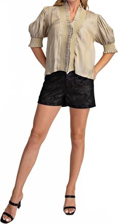 Glam Miriam V-Neck Blouse In Champagne