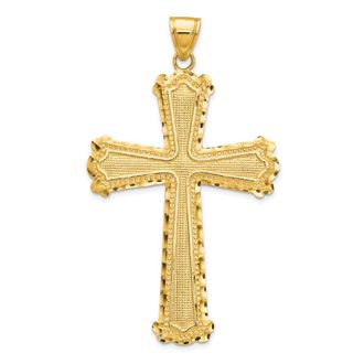 Diamond2Deal 10k Yellow Gold Diamond-cut Cross Pendant
