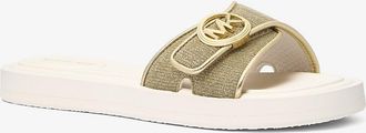 Michael Kors Glitter Chain Mesh Logo Slide Sandal