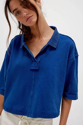 Free People Denmark Polo In Bellweather Blue