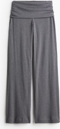 H&M Gerippte Hose mit weitem Bein - Graumeliert