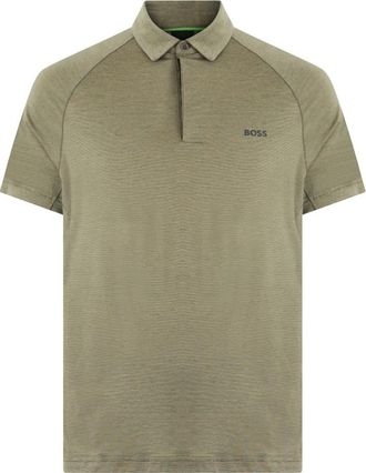 HUGO BOSS Slim-fit poloshirt met temperatuurregulerende prestaties - Heren - Polos - Groen - M - Wol - Tops