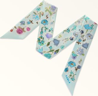 Furla Metropolis Bandeau Toni Acquamarina Multicolore Twill Di Seta Con Stampa Prato Fiorito Donna