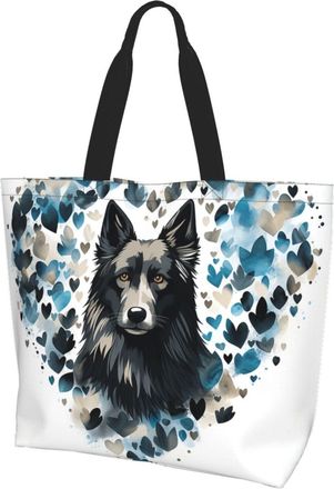 Generic Puppy Surrounded By Love Tote Bag Portable Carry Bag Handle Handbags For Ladies Daily Use Work