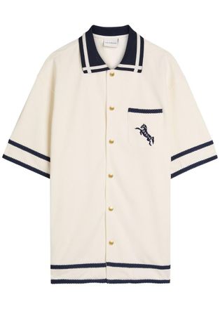 Dr&ocirc;le de Monsieur DR&Ocirc;LE DE Monsieur La Chemise Piqu&eacute;e Cheval Logo-embroidered Cotton Shirt - White - XL
