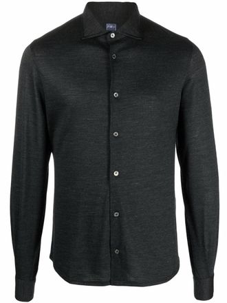 Fedeli classic button-up shirt - men - Cotton/Wool - 50 - Grey