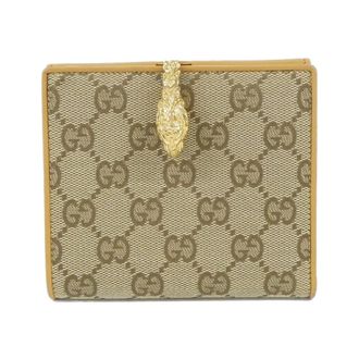 Gucci Beige Light Brown Gg Canvas Leather Wallet (Bi-Fold) (Pre-Owned)