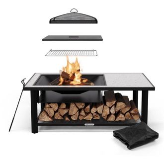 Blumfeldt Blumfeldt Merano Avanzato L - Braciere 3 in 1 con funzione grill, utilizzabile come tavolo, 122 x 87 cm