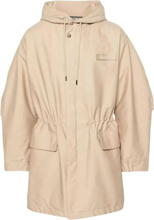 Jacquemus Beige Waterdichte Jas met Plooiingen - Heren - Parka Jassen - Beige - M - Katoen - Jassen