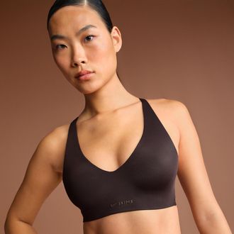 Nike Womens SKIMS Shine V-Neck Bra in Brown | BRSPT5191W-PHO