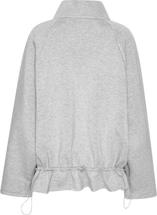 Rotate Womens Sweatshirt Scuba Half Zip Light Grey Melange No Lining Sweatshirts Sweater