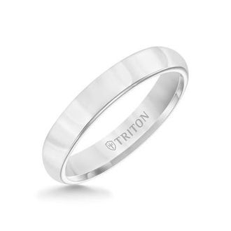 Triton 4mm Tungsten Carbide Ring With Bright Finish And Flat Edge in Metallic Silver at Nordstrom, Size 11.5