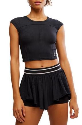 Free People FP Movement Tempo Ribbed Baby Tee in Black at Nordstrom Rack, Size X-Small