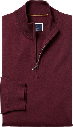 CHARLES TYRWHITT Pure Merino Zip Neck Sweater in Burgundy Red at Nordstrom, Size X-Large