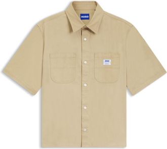 HUGO BOSS Oversize-fit shirt in slub cotton with patch pockets